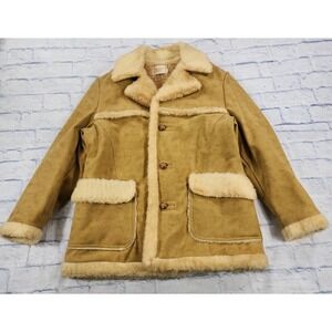 Fingerhut Fashions MENS L Shearling Lined Vinyl Suede Western Chore Coat Jacket